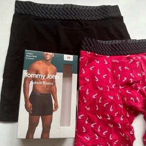 2 Pair Tommy John Cotton Basics Holiday Medium 6" Boxer Brief Underwear NEW